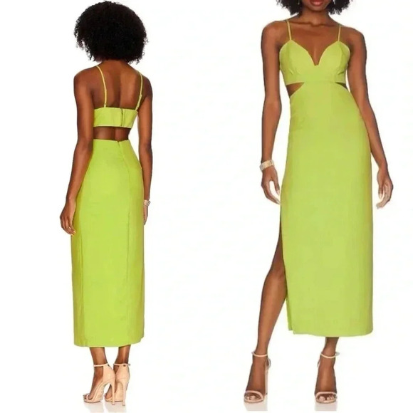 Bardot Lime Green Midi Dress - Picture 1 of 6